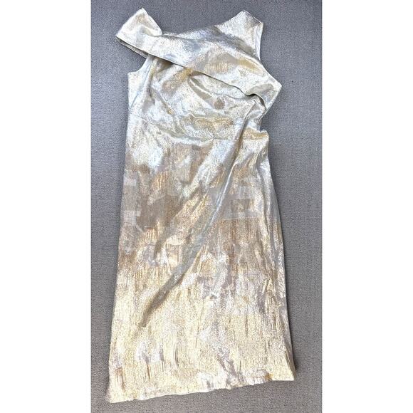 Aiden by Aiden Mattox Dress Gown Full Length Foiled Metallic Sleeveless Size 18 - Picture 1 of 8